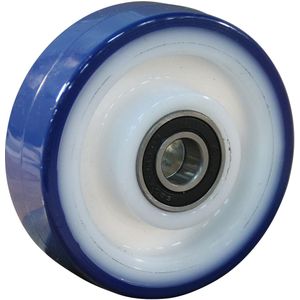 PA wiel, 100mm diameter, PU loopvlak, kogellager RVS