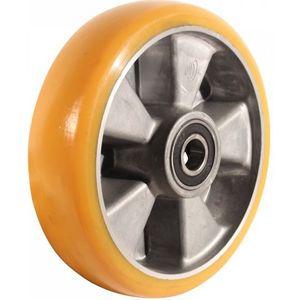 Aluminium wiel, 250mm diameter, PU loopvlak, kogellager