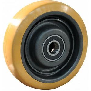 PA wiel, 160mm diameter, PU loopvlak, kogellager
