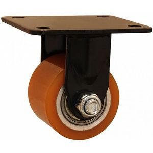Stalen bokwiel, 65mm diameter, PU loopvlak, kogellager, 95mm bouwhoogte