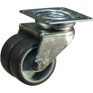 Stalen zwenkwiel, 50mm diameter, TPE loopvlak, glijlager