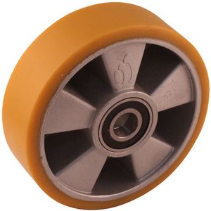 Aluminium wiel, 175mm diameter, PU loopvlak, kogellager