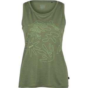 Stoic Womens Merino155 LaholmSt Print Tank Flowers Merinoshirt (Dames |olijfgroen)