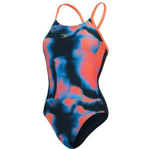 Speedo Womens Allover Fixed Crossback Badpak (Dames |blauw)