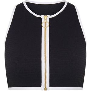 Seafolly Womens Beach Bound Zip Front Tank Top Bikinitop (Dames |zwart)