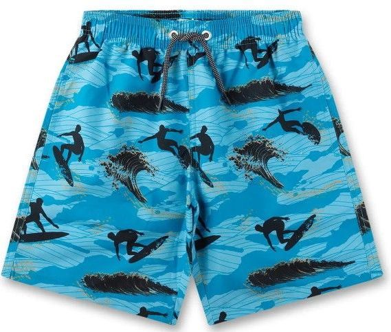 Sanetta Jongenszwemshorts blauw | Comfortabele en sneldrogende zwembroek van gerecycled polyester voor jongens. Badmode voor kinderen, blauw, 104