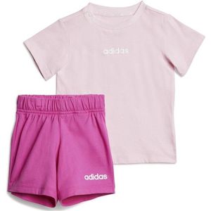 adidas Kids Linear Logo T-Set 160 Trainingspak (Kinderen |roze)