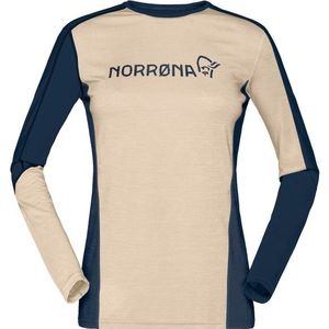 Norrona Womens Falketind Equaliser Merino Round Neck Merinoshirt (Dames |beige)