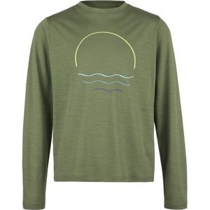 Stoic Kids Merino155 LaholmSt Print L/S Merinoshirt (Kinderen |olijfgroen)