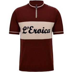 Santini Eroica Vino Wool Jersey Fietsshirt (Heren |rood)