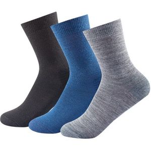 Devold Daily Medium Kid Sock 3-Pack Merinosokken (Kinderen |grijs/blauw)
