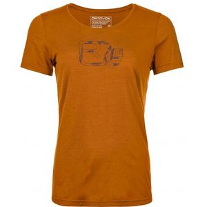 Ortovox Womens 120 Cool Tec Leaf Logo T-Shirt Merinoshirt (Dames |oranje)