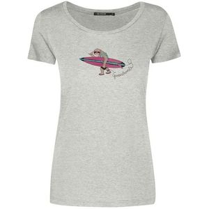 GreenBomb Womens Animal Sloth Beach Loves T-Shirts T-shirt (Dames |grijs)