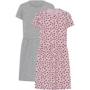 Minymo Girls Dress S/S (2-Pack) Jurk (Kinderen |grijs/roze)