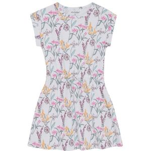 Minymo Kids Dress S/S AOP Drawstring Jurk (Kinderen |grijs)