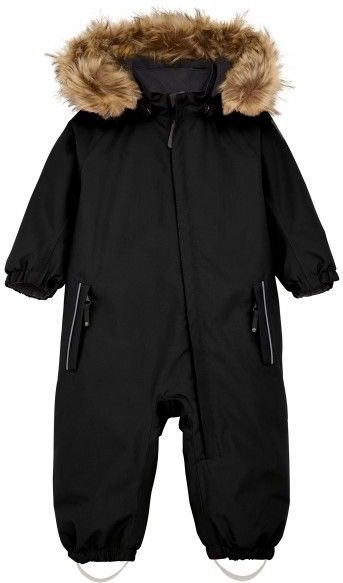 Color Kids - Babys Coverall - Zwart - Waterdicht - Met Capuchon