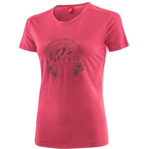 Löffler Womens Printshirt Mountains Merino-Tencel Merinoshirt (Dames |roze/rood)