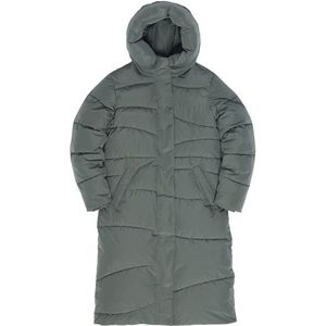 Mazine - Waves Quilt Puffer Coat - Lange Jas - Grijs/Olijfgroen - Waterdicht