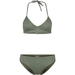 Roxy Womens Shiny Wave Fixed Tri Set Bikini (Dames |groen)