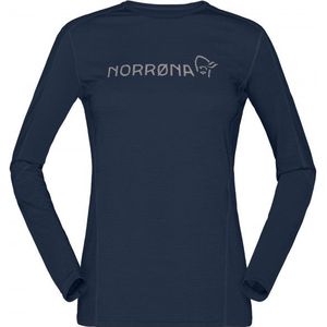 Norrona Womens Falketind Equaliser Merino Round Neck Merinoshirt (Dames |blauw)