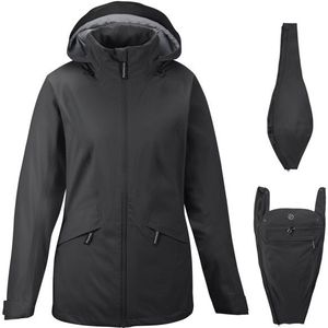Mamalila Womens Outdoor-Tragejacke Explorer Regenjas (Dames |zwart/grijs |waterdicht)