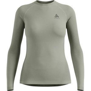 Odlo Womens BL Top Crew Neck L/S Performance Warm Eco Synthetisch ondergoed (Dames |olijfgroen/grijs)