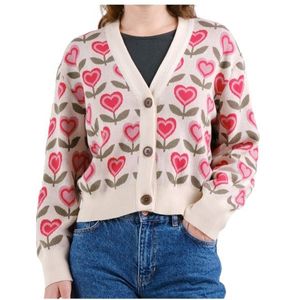 DEDICATED Womens Cardigan Kanan Love Flowers Trui (Dames |meerkleurig)