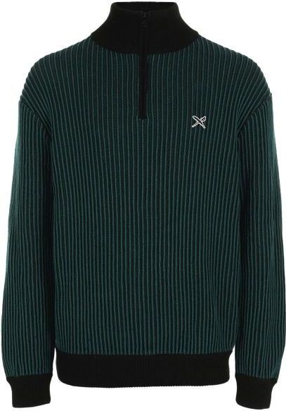 Iriedaily - Schipperstruien - Smaragd/Zwart - Lange Mouw - Geribbelde Kraag