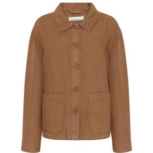 KnowledgeCotton Apparel Womens Regular Linen Overshirt Vrijetijdsjack (Dames |bruin)