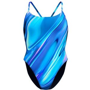 Speedo Womens Printed Racerback 1 Piece Badpak (Dames |blauw)