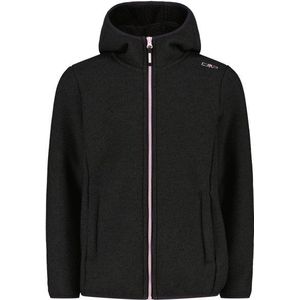 CMP Girls Jacket Fix Hood Bonded Knitted w Fur Fleecevest (Kinderen |zwart)