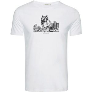GreenBomb Animal Raccoon City (Guide) Cotton T-shirt (Heren |wit)