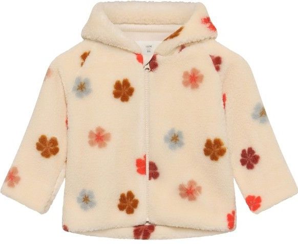 Minymo Fleece Jas - Zandschelp m. Bloemen - Minymo - 56 - Fleece Jassen