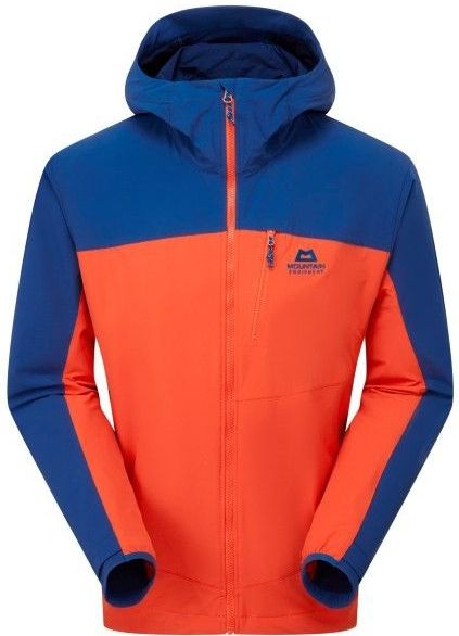 Mountain Equipment - Frontier Jacket - Softshelljack - Rood/Blauw - Capuchon, Stretch, DWR-geïmpregneerd