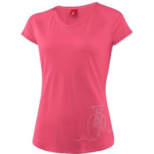Löffler Womens Printshirt Bicycle Merino-Tencel Merinoshirt (Dames |roze)