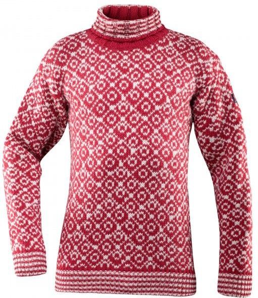 Devold - Svalbard High Neck - Gebreide Trui - Rood/Wit