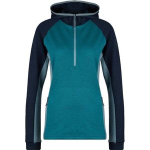 Stoic Womens Merino260 StadjanSt 3/4 Zip w Hood Merinohoodie (Dames |turkoois/blauw)