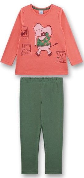 SANETTA - Pyjama - Roze - Katoenen Pyjamaset voor Meisjes met Lange Mouwen en Olifantenmotief