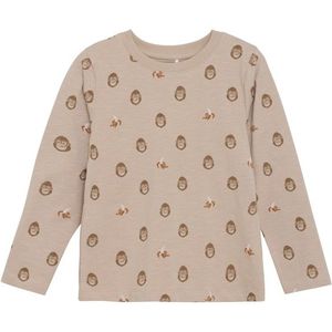 Minymo Kids T-Shirt L/S AOP No 134004 Longsleeve (Kinderen |beige)