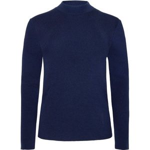KnowledgeCotton Apparel Womens 2x2 Fine Merino Turtleneck Wollen trui (Dames |blauw)