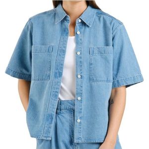 DEDICATED Womens Shirt Stensvik Denim Blouse (Dames |blauw)