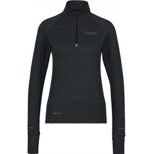 Stoic Womens HelsingborgSt Performance L/S with Zip Hardloopshirt (Dames |zwart)