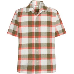 KnowledgeCotton Apparel Boxed Fit S/S Checkered Shirt Overhemd (Heren |roze)