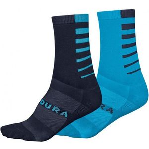 Endura Coolmax Stripe Socken Doppelpack Fietssokken (Heren |blauw)