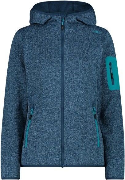 CMP Womens Jacket Fix Hood Jacquard Knitted 3H19826 Fleecevest (Dames |blauw)