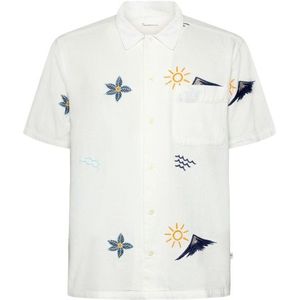 KnowledgeCotton Apparel - Box Fit S/S Shirt - Overhemd - Wit - 100% Katoen