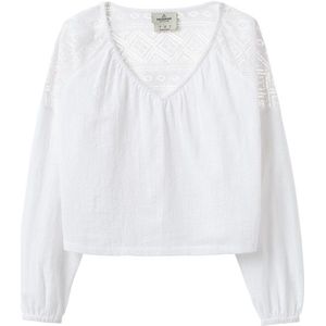 Passenger Womens Flurry L/S Woven T-shirt (Dames |wit)