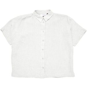 Mazine Womens Short Sleeve Linen Shirt Blouse (Dames |wit)