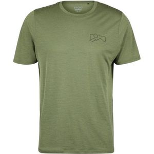 Stoic Merino155 LaholmSt Print T-Shirt Mountain Merinoshirt (Heren |olijfgroen)