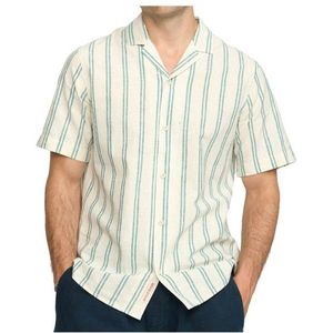 Revolution Short-Sleeved Cuban Cotton Linen Shirt Overhemd (Heren |wit)